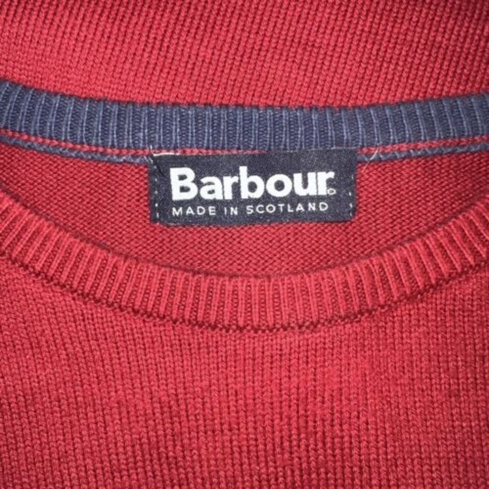 Barbour Leith Mens Large‎ Lightweight Burgundy Cotton Crew Neck Sweater